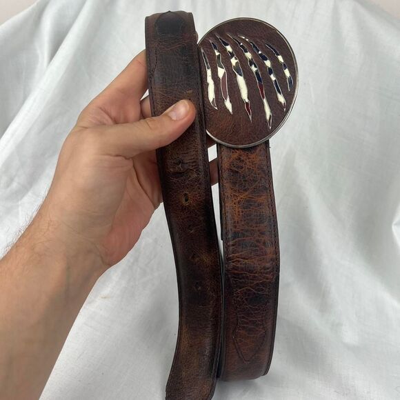Cody James American Flag Bear Scratch Front Buckle with Leather Belt size 34 - Picture 1 of 6